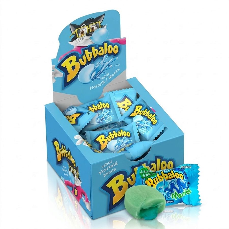 Bubbaloo Brazil Import Chicle Mint Chewing Gum 60ct Box