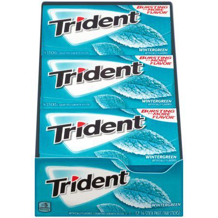 Trident Wintergreen Sugar Free Gum 12 Count 14 Pieces Each Tray