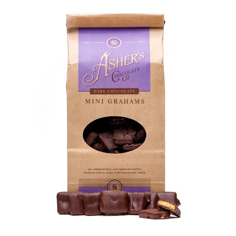 Asher's Dark Chocolate Mini Graham Cracker Gift Bag 6 oz 6 Pack