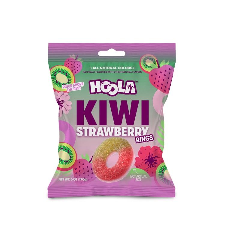 Iconic Candy Hoola Kiwi Strawberry Gummy Rings 6oz 8 Pack