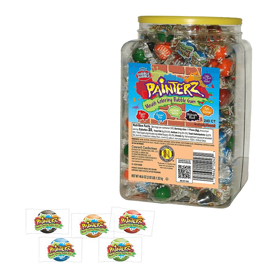 Dubble Bubble Painterz Mouth Coloring Bubble Gum Jar 240ct