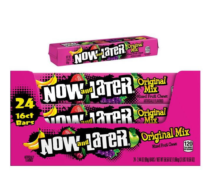 Now & Later ORIGINAL Mix Fruit Chews Candy Tray 2.44 oz 24 ct