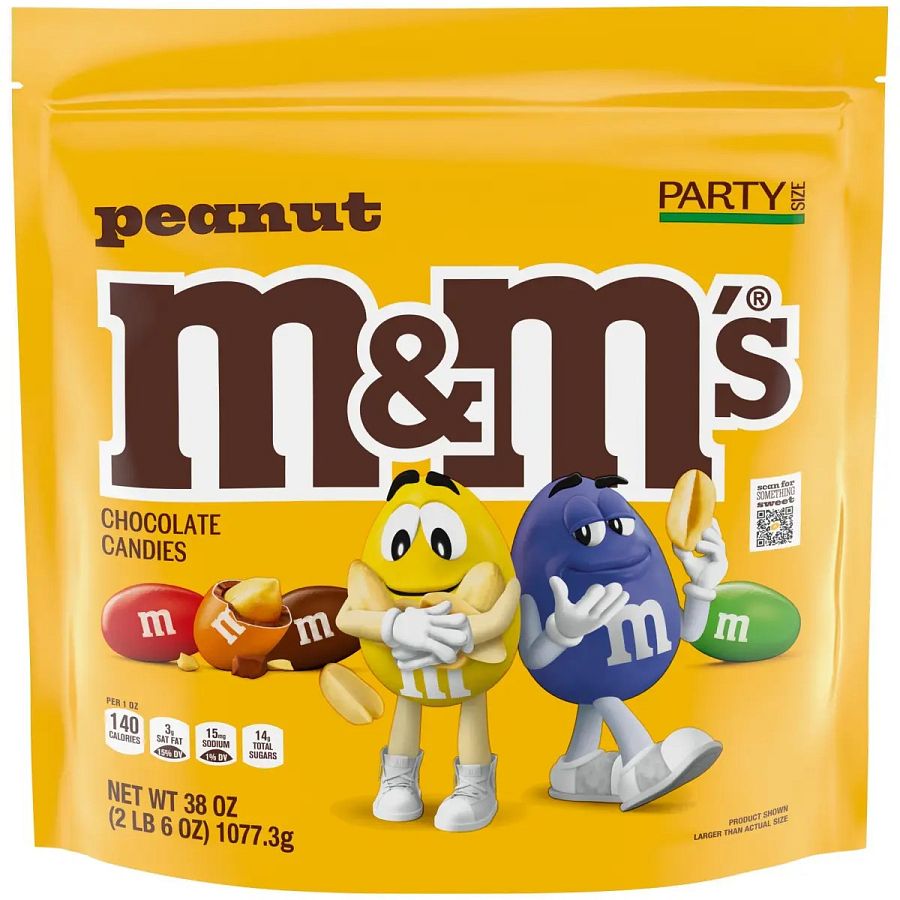 M&M Peanut Chocolate Candy Party Size Bag 38 oz