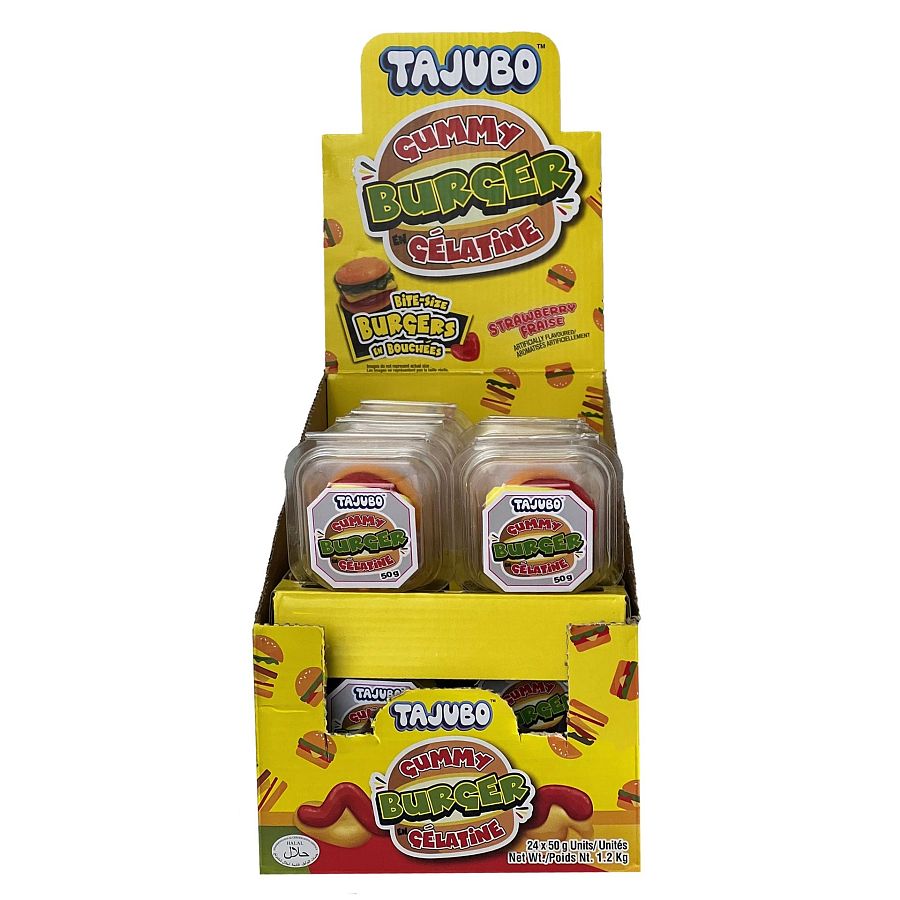 Tajubo Sweet Mini Candy Gummy Burger 2" Slider 1.76oz 24 ct
