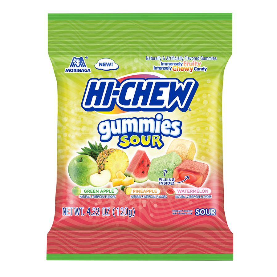Hi-Chew Sour Fruit Gummies Peg Bag 4.23 oz 9ct Tray