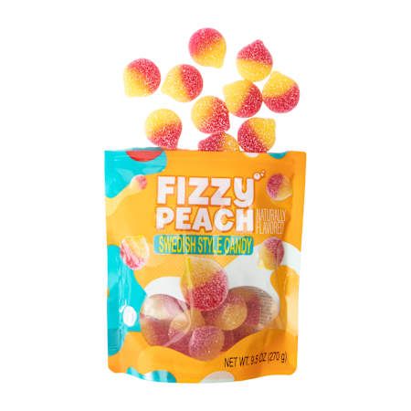 Amos Fizzy Peach Swedish Style Gummy Candy 9.5oz 6 ct