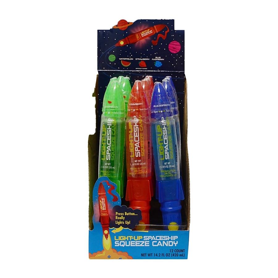 Koko Light Up Spaceship Rocket Squeeze Candy 1.18 oz 12 ct