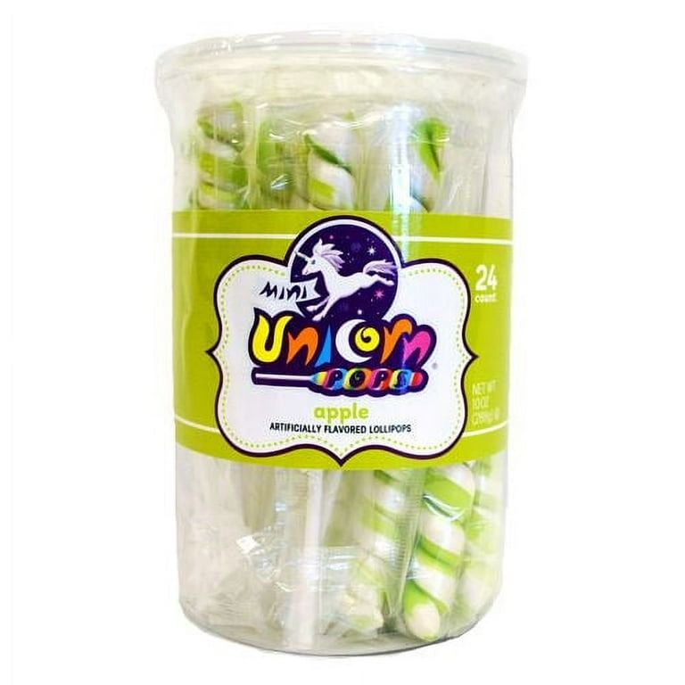 Mini Unicorn Pops Spiral Twist Bright Green Apple Lollipop 24 ct 6.5"