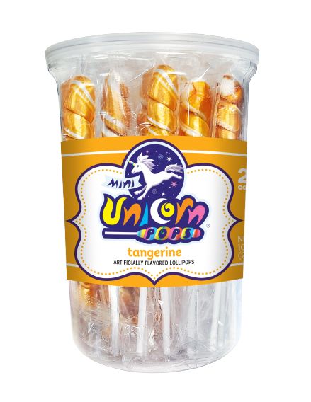 Mini Unicorn Pops Spiral Twist Tangerine Lollipop 24 ct 6.5"