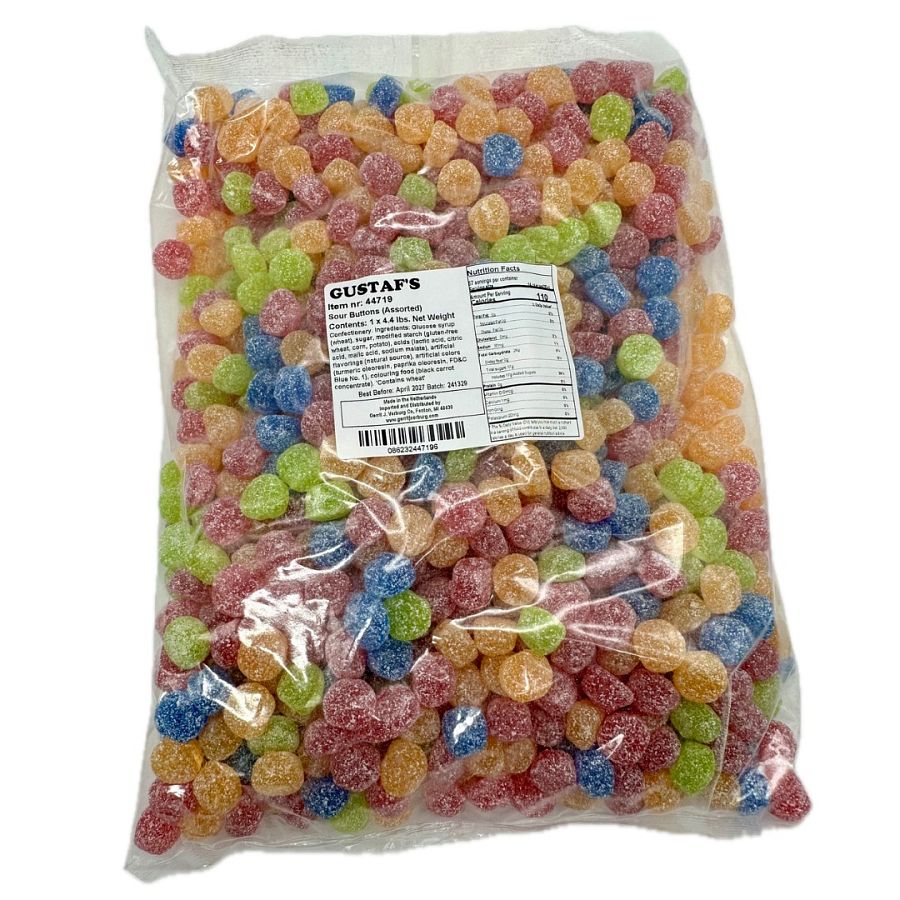 Gustaf Assorted Color Rainbow Sour Button 4.4 lb