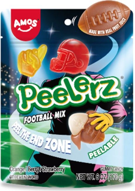 Amos Peelerz Football Mix Peelable Gummy Candy 6oz 12ct