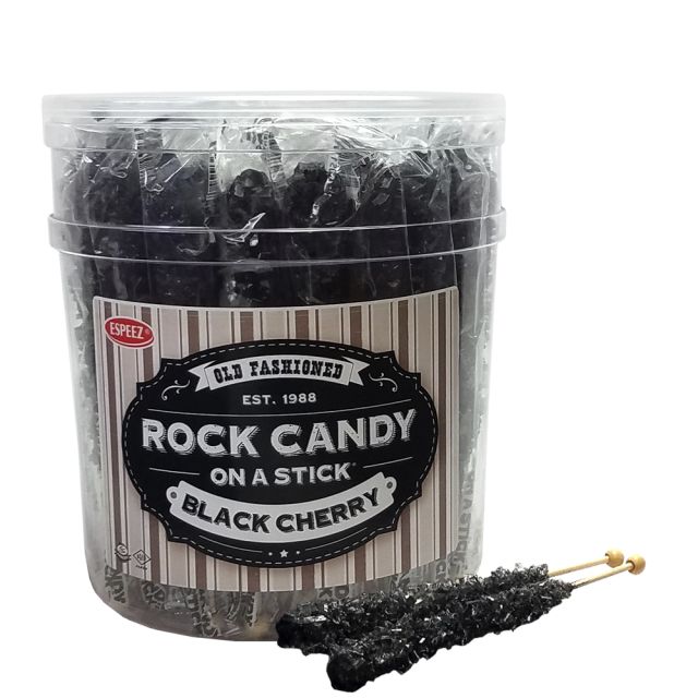 Espeez Black Cherry Rock Candy On a Stick Jar 36 ct 6.5 "