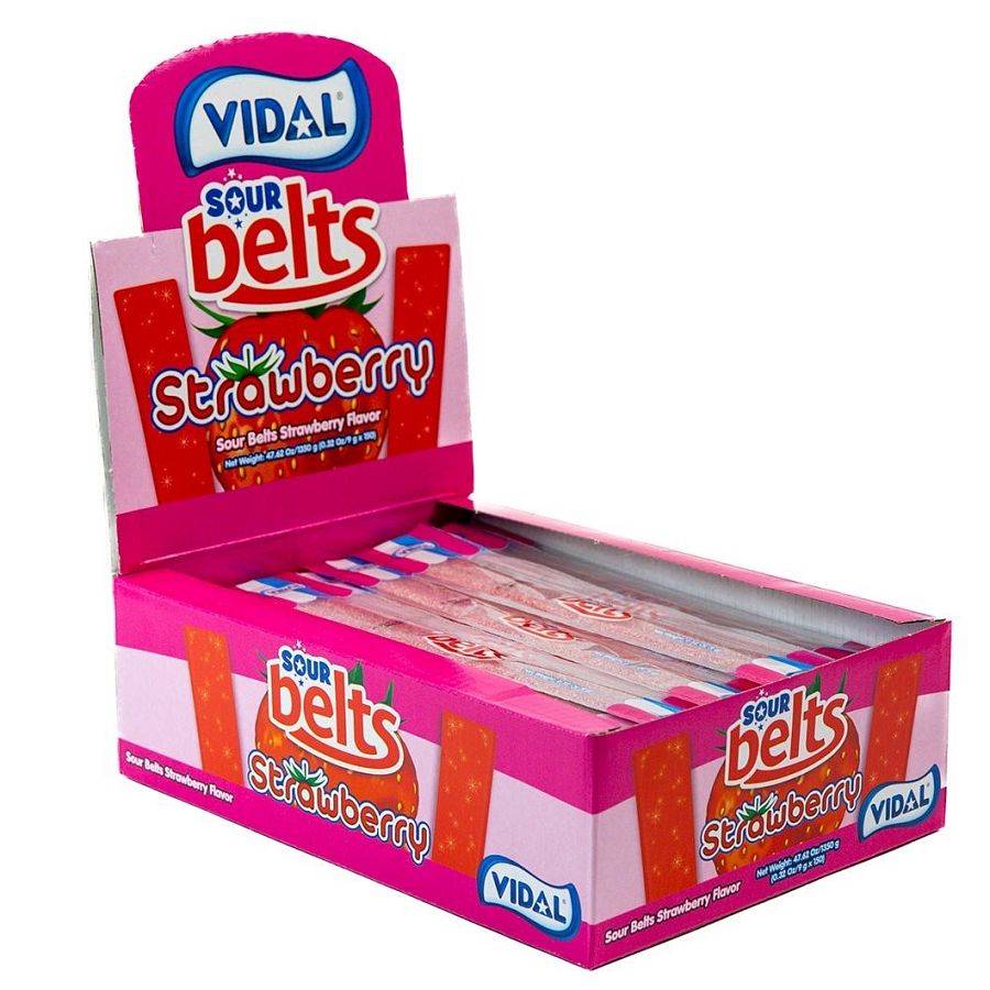 Vidal Sour Rainbow Strawberry Belts Tray Individually Wrapped 150ct (1)