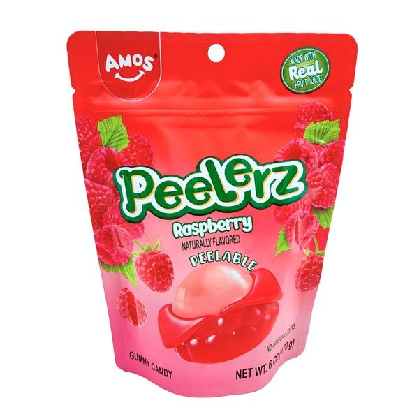 Amos Peelerz RASPBERRY Gummy Candy 6 oz 12ct