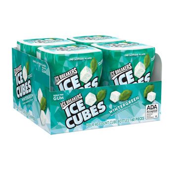 Ice Breakers Cubes Gum Bottle Wintergreen 40ct 4 Pack