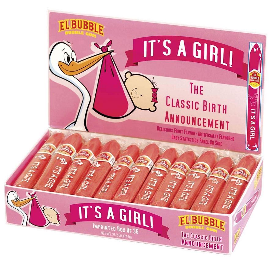 It's a Girl Classic Birth Announcement Bubble Gum Cigar 36 ct