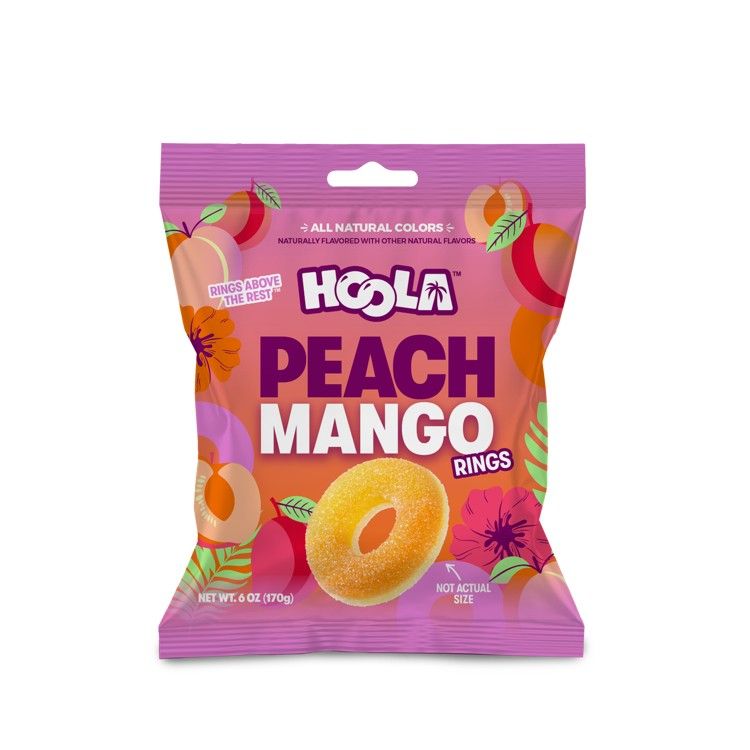 Iconic Candy Hoola Peach Mango Gummy Rings 6oz 8 Pack