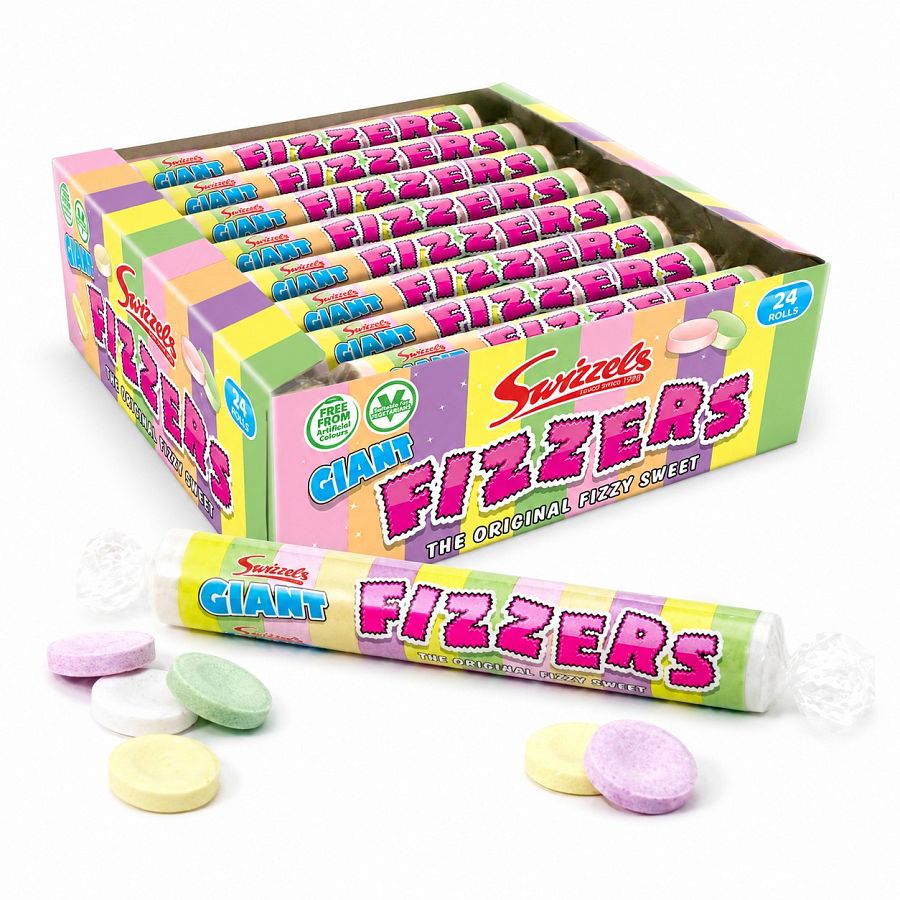 Swizzels UK Import Giant Fizzers Candy 40g 24 ct Tray