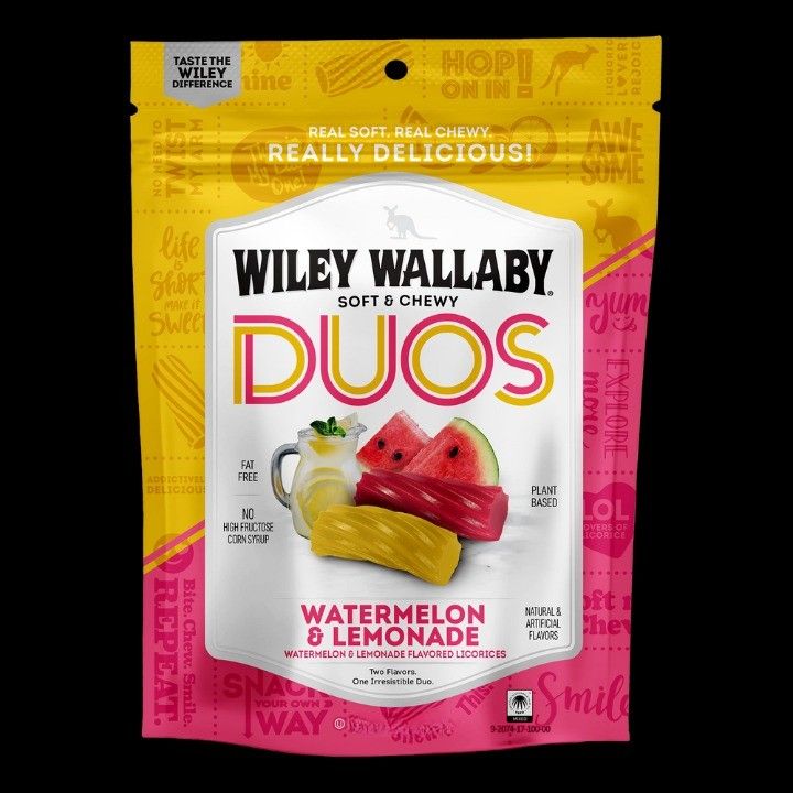 Wiley Wallaby Duos Australian Watermelon Lemonade Licorice Soft Chewy 7oz