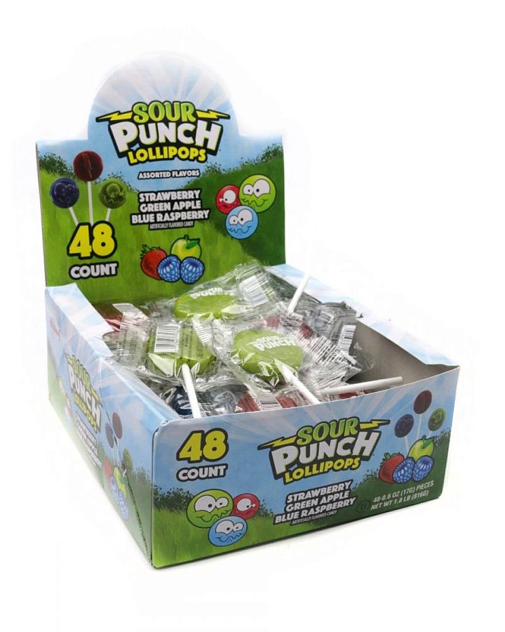 Sour Punch Lollipops 3 Assorted Flavors 48 ct