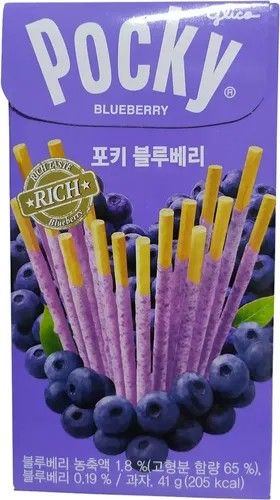 Pocky Korea Blueberry Chocolate Biscuit Sticks  1.45 oz 10ct