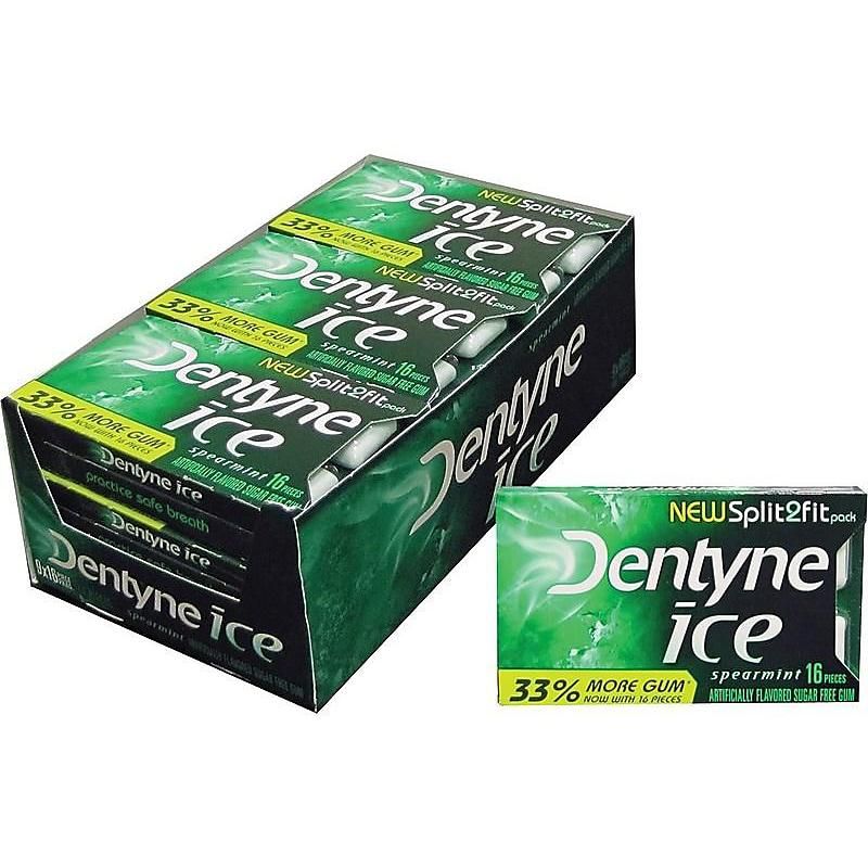 Dentyne Ice Sugar Free Gum Spearmint 9 Count 16 Piece Packages Tray