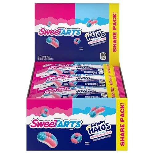 Sweetarts Halos Candy 12 Ct 3.5 Oz Blue Punch and Strawberries and Cream Soft and Fluffy