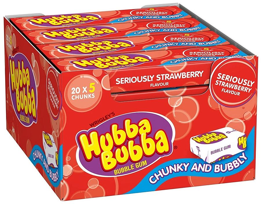 Hubba Bubba UK Import Strawberry Bubble Gum 35g 20ct Tray