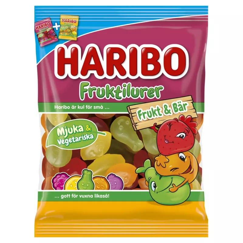 Haribo Sweden Frukt & Bar Mixed Fruit Berries  80g Bag 12 Pack