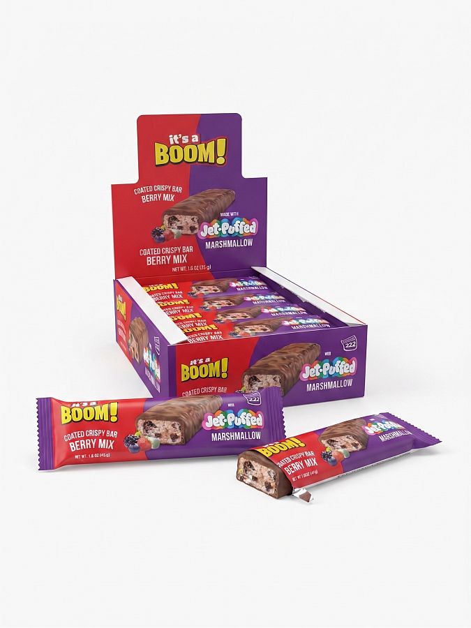 It's a BOOM Jet Puffed Crispy Berry Marshmallow Bar 1.6oz 12ct
