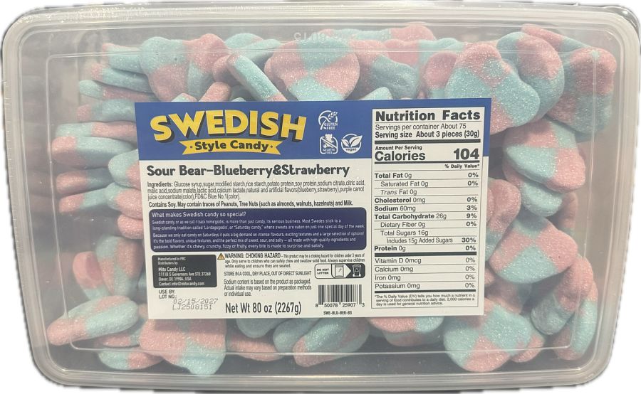 Mito Swedish Style Gummy Sour Bear Blueberry Strawberry 5lb