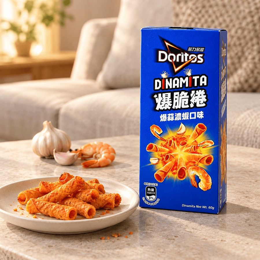 Doritos Taiwan Dinamita Garlic Shrimp 60g Box  12 Pack