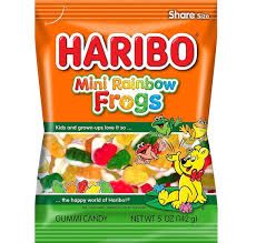 Haribo 5 Oz Mini Rainbow Frogs Peg Bag