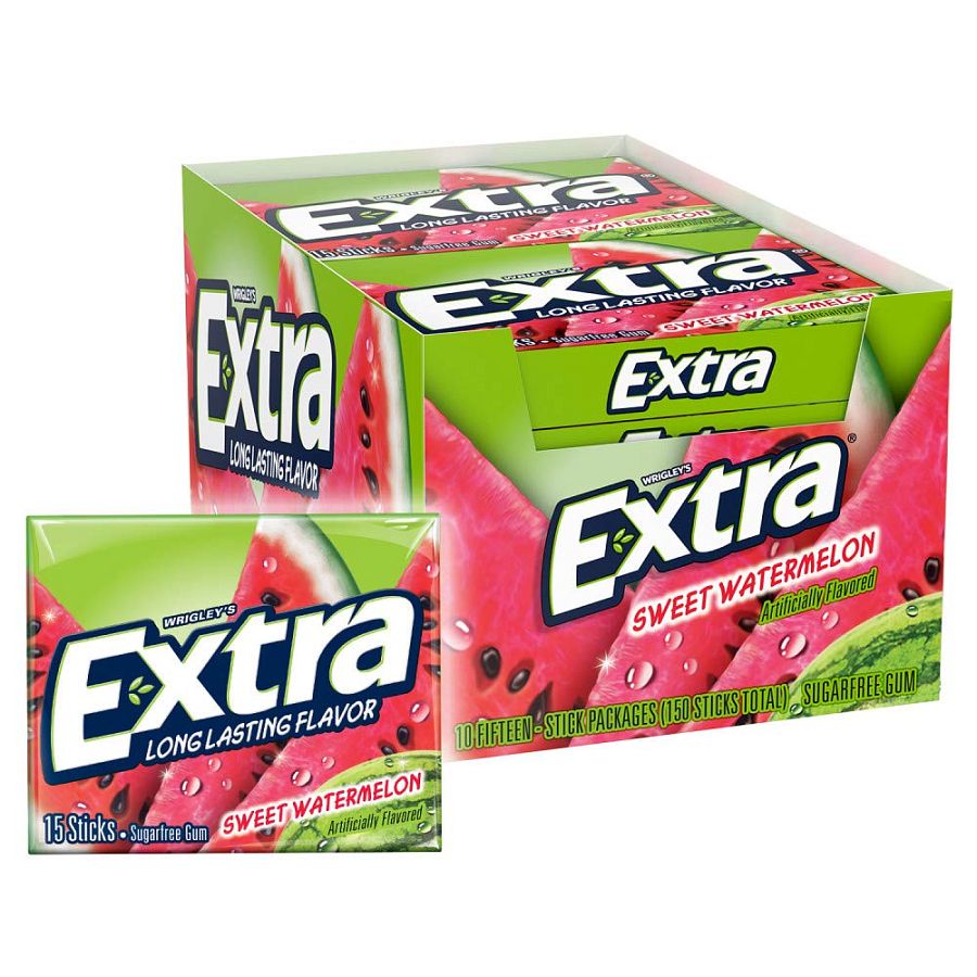 Extra Sweet Watermelon Sugar Free 10 Count 15 Sticks