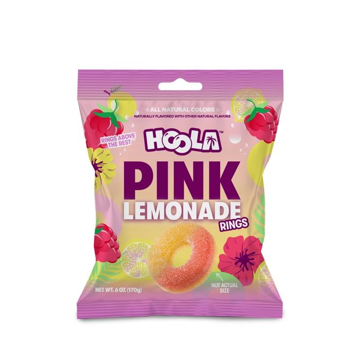 Iconic Candy Hoola Pink Lemonade Gummy Rings 6oz 8 Pack
