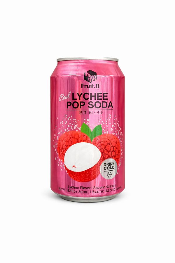 Fruit B Korea Real Lychee Cube Soda Real Lychee Pieces 11.5oz 12 Pack