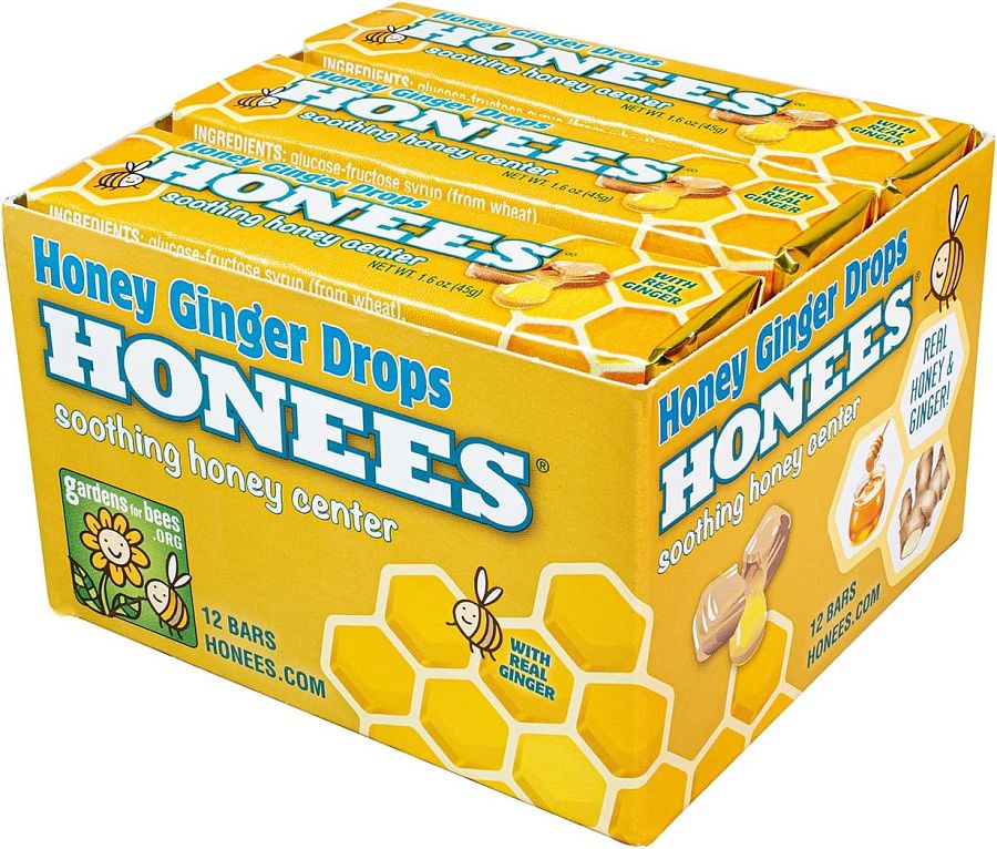Honees Filled Honey GINGER  Cough Drops 12 ct