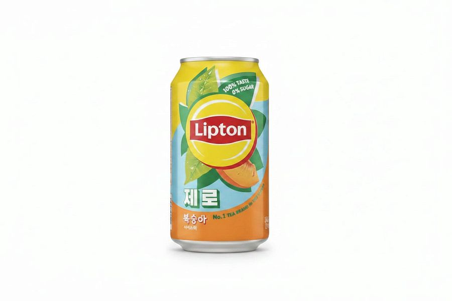 Lipton Korea Peach Ice Tea Zero Sugar 12oz Can 12 Pack