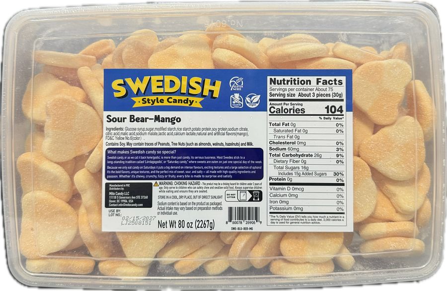 Mito Swedish Style Gummy Sour Bear Mango 5 lb
