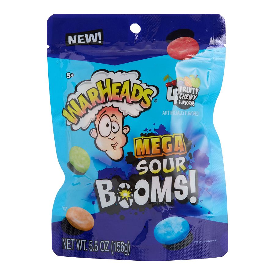 Warheads Mega Sour Boom Fruit Chewy Candy 5.5 oz 8 ct
