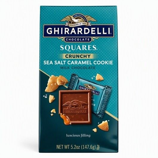 Ghirardelli Chocolate Squares  Crunchy Cookie Sea Salt Caramel 5.2oz 6 pack