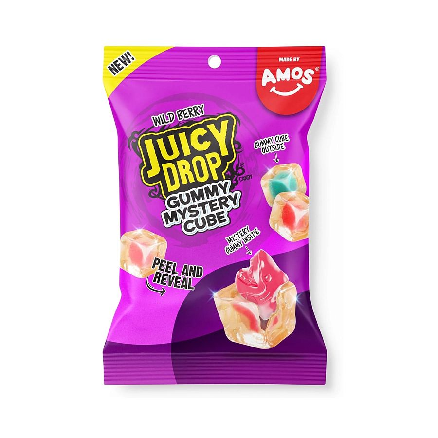 Amos Juicy Drop Mystery Gummy Cubes WILDBERRY 5 oz 12 ct