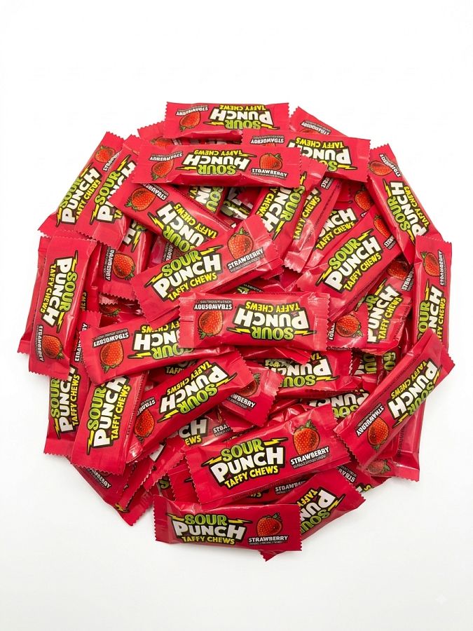 Sour Punch Taffy Chews Candy Strawberry Bulk 3lb