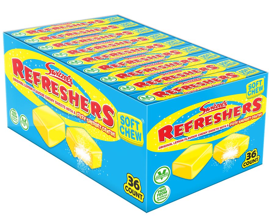 Swizzels UK Import Refresher Lemon Sherbert Chewy Bar 43g 36 ct Tray