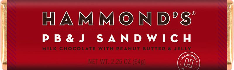 Hammond's Peanut Butter Jelly PBJ Chocolate Bar 2.25 oz 12 ct