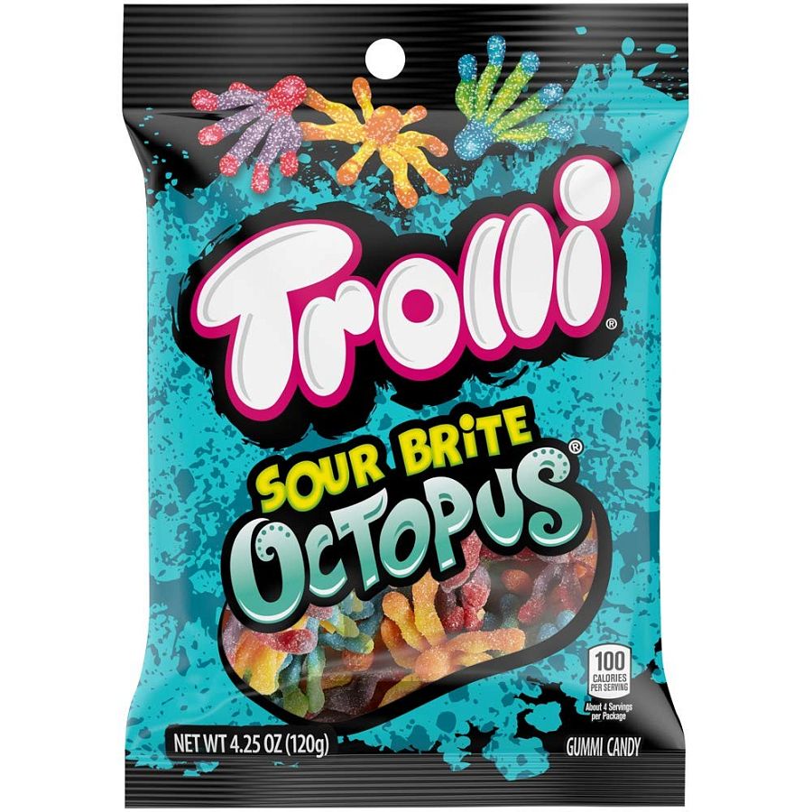 Trolli Sour Brite Octopus Gummy Candy 4.25 oz 12ct