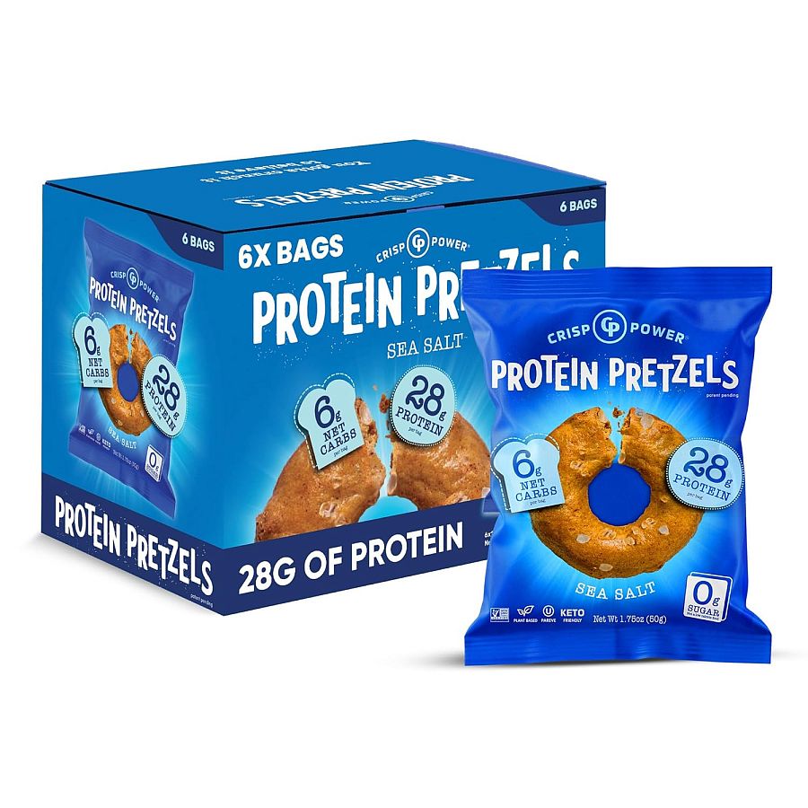 Crisp Power Protein Pretzels SEA SALT Flavor 1.75 oz 6 ct