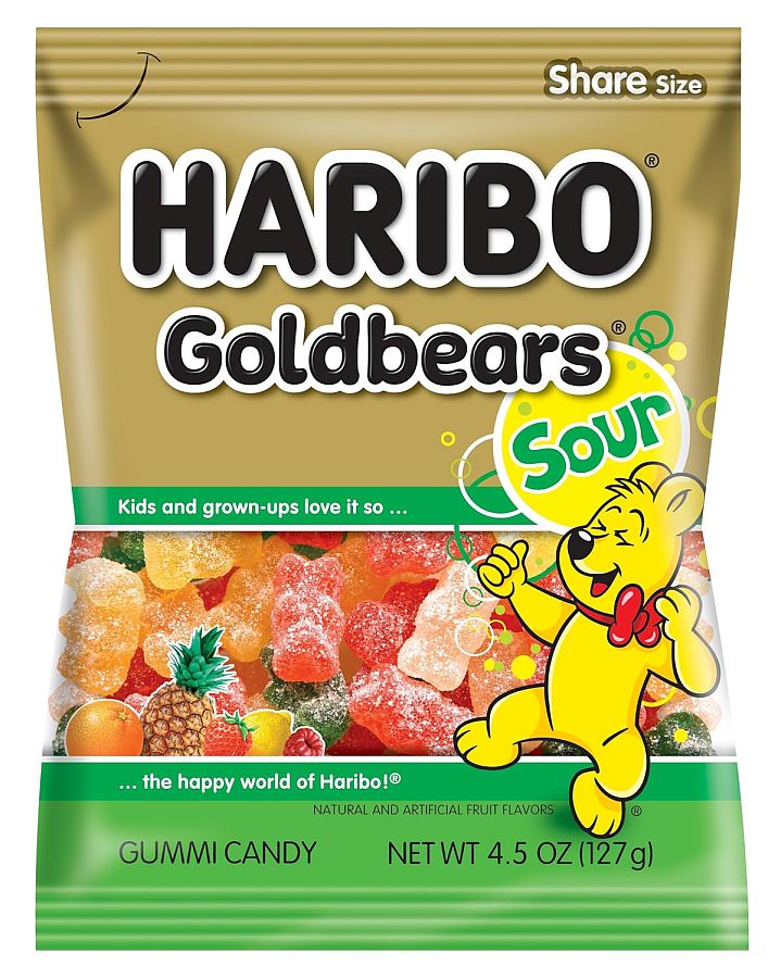 Haribo Sour Goldbears Gummy Candy Peg Bag 4.5 oz 12ct