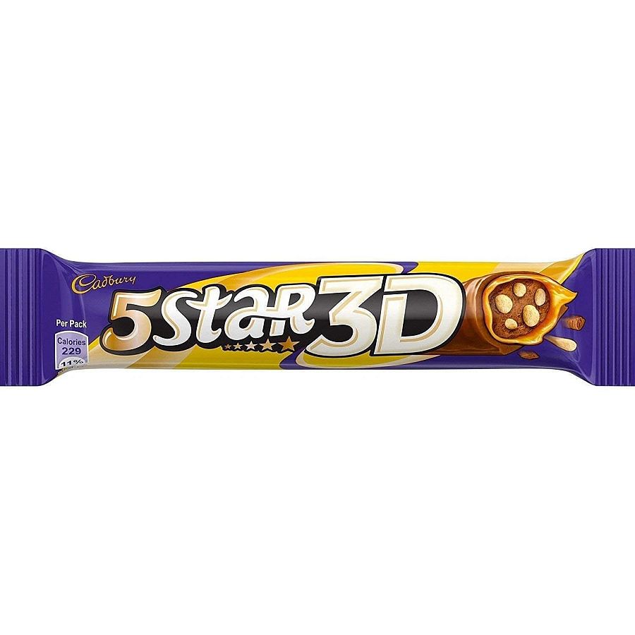 Cadbury Import 5 Star 3D Milk Chocolate Caramel Bar 24.7 g 24ct