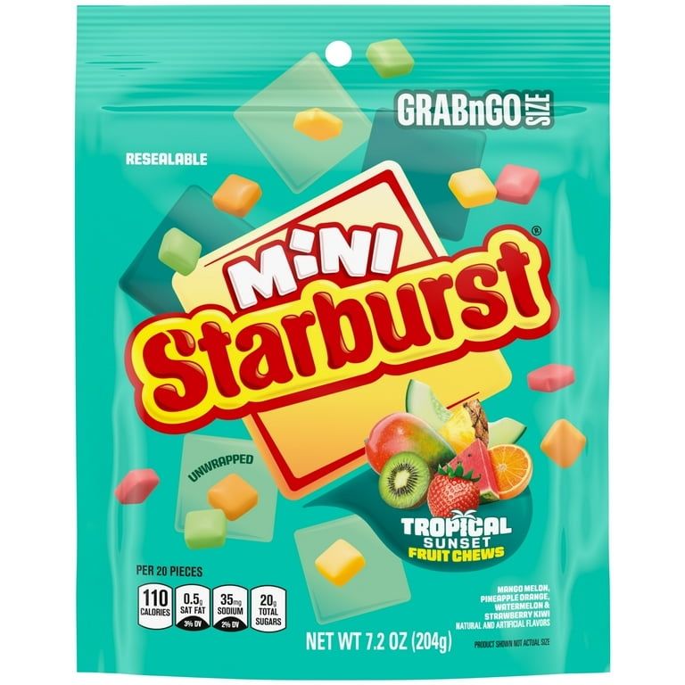 Starburst Tropical Mini Fruit Chew Candy 7.2 oz 8ct